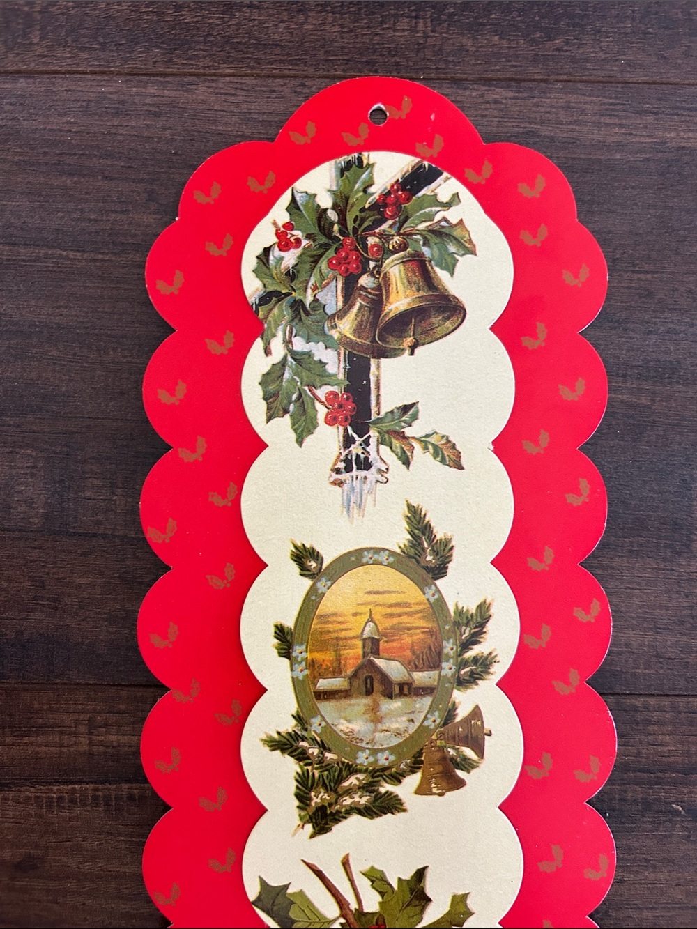 Vintage Red Holiday Bell Christmas Card Holder